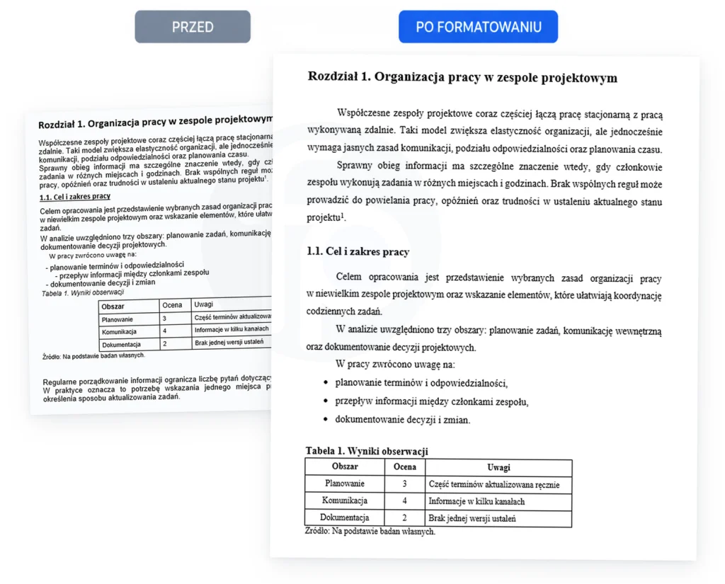 formatowanie pracy
